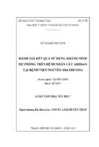 đánh giá kết quả sử dụng kháng sinh dự phòng trên bệnh nhân cắt amiđan tại bệnh viện nguyễn tri phương