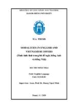 Modalities in english and vietnamese offers 