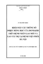 Khảo sát các tham số dược động học của isoniazid trên bệnh nhân lao mới và lao tái trị tại bệnh viện phổi hà nội