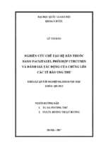 Nghiên cứu chế tạo hệ dẫn thuốc nano paclitaxel phối hợp curcumin và đánh giá tác động của chúng lên các tế bào ung thư