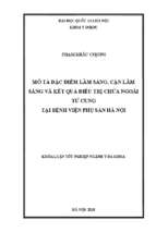 Mô tả đặc điểm lâm sàng, cận lâm sàng và kết quả điều trị chửa ngoài tử cung tại bệnh viện phụ sản hà nội