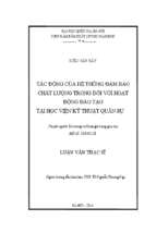 Tác động của hệ thống đảm bảo chất lượng trong đối với hoạt động đào tạo tại học viện kỹ thuật quân sự  