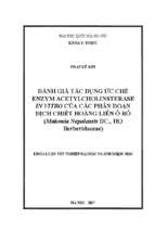 đánh giá tác dụng ức chế enzym acetylcholinsterase in vitro của các phân đoạn dịch chiết hoàng liên ô rô (mahonia nepalensis dc., họ berberidaceae)