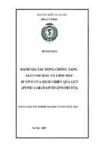 đánh giá tác động chống tăng glucose máu và lipid máu invivo của dịch chiết quả lựu (punica granatum linn.fruits)