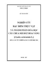 Nghiên cứu  đặc điểm thực vật và thành phần hóa học cây chua me đất hoa vàng (oxalis corniculata l.)