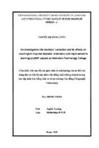 An investigation into teachers' correction and its effects on non english majored students' motivation and improvement in learning pre esp subject at viettronics technology college