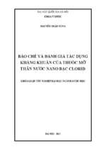 Bào chế và đánh giá tác dụng kháng khuẩn của thuốc mỡ thân nước bạc clorid