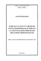 đánh giá tác dụng ức chế enzym acetylcholinesterase in vitro của các phân đoạn dịch chiết hoàng liên (coptis chinensis franch)