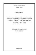 Khảo sát hoạt động marketing của công ty cổ phần sao thái dương giai đoạn 2014 – 2016