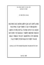 đánh giá mối liên quan giữa độ ngưng tập tiểu cầu với kiểu gen cyp2c192, cyp2c193 và một số yếu tố khác trên bệnh nhân đau thắt ngực không ổn định tại viện tim mạch việt nam