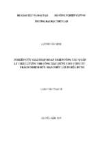 Nghiên cứu giải pháp hoàn thiện công tác quản lý chất lượng thi công xây dựng cho công ty trách nhiệm hữu hạn thủy lợi nghĩa hưng  