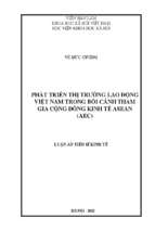 Phát triển thị trường lao động việt nam trong bối cảnh tham gia cộng đồng kinh tế asean (aec)