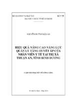 Hiệu quả nâng cao năng lực quản lý tăng huyết áp của nhân viên y tế tại thị xã thuận an, tỉnh bình dương