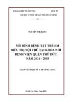 Mô hình bệnh tật trẻ em điều trị nội trú tại khoa nhi bệnh viện quận thủ đức năm 2016   2018