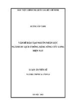 Vấn đề đào tạo nguồn nhân lực ngành du lịch ở đồng bằng sông cửu long hiện nay