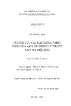 Nghiên cứu các đại lượng nhiệt động của vật liệu trong lý thuyết xafs phi điều hòa. (study of thermodynamic quantities of materials in anharmonic xafs theory).