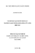 Vấn đề đào tạo nguồn nhân lực ngành du lịch ở đồng bằng sông cửu long hiện nay