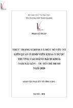 Thực trạng stress và một số yếu tố liên quan ở sinh viên khoa y dược trường cao đẳng bách khoa nam sài gòn – tp. hồ chí minh năm 2020
