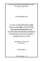Các yếu tố ảnh hưởng đến ý định tham gia bảo hiểm y tế tự nguyện trên địa bàn thành phố đà lạt 