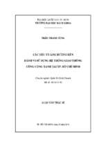 Các yếu tố ảnh hưởng đến hành vi sử dụng hệ thống giao thông công cộng xanh tại tp. hồ chí minh