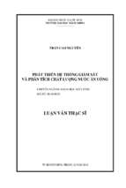 Phát triển hệ thống giám sát và phân tích chất lượng nước ăn uống