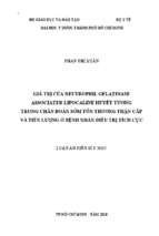 Giá trị của neutrophil gelatinase associated lipocaline huyết tương trong chẩn đoán sớm tổn thương thận cấp và tiên lượng ở bệnh nhân điều trị tích cực