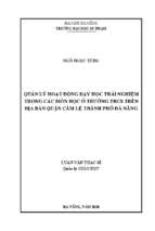 Quản lý hoạt động dạy học trải nghiệm trong các môn học ở trường thcs trên địa bàn quận cẩm lệ, thành phố đà nẵng.