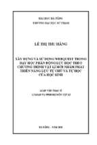 Xây dựng và sử dụng webquest trong dạy học phần động lực học theo chương trình vật lí mới nhằm phát triển năng lực tự chủ và tự học của học sinh..