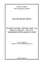 Tổ chức dạy học chương “mắt. các dụng cụ quang”   vật lý 11 theo định hướng giáo dục stem..