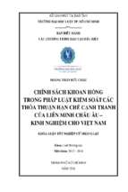 Chính sách khoan hồng trong pháp luật kiểm soát các thỏa thuận hạn chế cạnh tranh của liên minh châu âu   kinh nghiệm cho việt nam