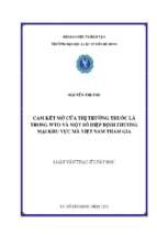 Cam kết mở cửa thị trường thuốc lá trong wto và một số hiệp định thương mại khu vực mà việt nam tham gia