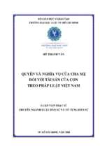 Quyền và nghĩa vụ của cha mẹ đối với tài sản của con theo pháp luật việt nam