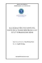 Bảo đảm quyền con người của người chưa thành niên trong luật xử lý vi phạm hành chính