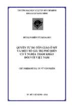 Quyền tự do tôn giáo ở mỹ và một số giá trị phổ biến có ý nghĩa tham khảo đối với việt nam