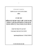 Kiểm soát hành vi hạn chế cạnh tranh,chống cạnh tranh không lành mạnh trong lĩnh vực hoạt động ngân hàn