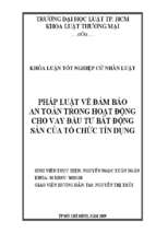 Pháp luật về đảm bảo an toàn trong hoạt động cho vay đầu tư bất động sản của tổ chức tín dụng