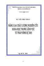 Nâng cao chất lượng nghiên cứu khoa học trong lĩnh vực tư pháp hình sự 2015