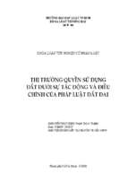 Thị trường quyền sử dụng đất dưới sự tác động và điều chỉnh của pháp luật đất đai