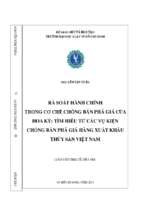 Rà soát hành chính trong cơ chế chống bán phá giá của hoa kỳ tìm hiểu từ các vụ kiện chống bán phá giá hàng xuất khẩu thủy sản việt nam