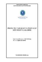 Phong tục tập quán và pháp luật hôn nhân và gia đình