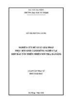 Nghiên cứu đề xuất giải pháp phục hồi sinh cảnh rừng nghèo tại khu bảo tồn thiên nhiên sơn trà, đà nẵng.