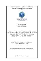 Người đại diện và người bảo vệ quyền, lợi ích hợp pháp của đương sự trong vụ án hành chính