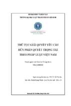 Thủ tục giải quyết yêu cầu hủy phán quyết trọng tài theo pháp luật việt nam