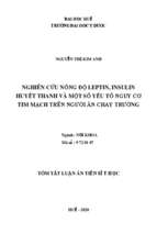 Nghiên cứu nồng độ leptin và insulin huyết thanh trên người ăn chay trường tt