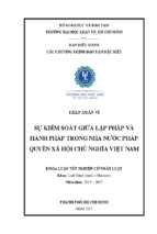 Sự kiểm soát giữa lập pháp và hành pháp trong nhà nước pháp quyền xã hội chủ nghĩa việt nam