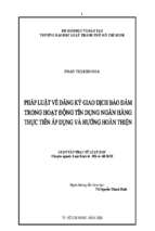 Pháp luật về đăng ký giao dịch bảo đảm trong hoạt động tín dụng ngân hàng. thực tiễn áp dụng và hướng hoàn thiện