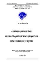 Các hành vi cạnh tranh về giá nhằm hạn chế cạnh tranh trong luật cạnh tranh. những vấn đề lý luận và thực tiễn