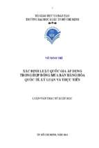 Xác định luật quốc gia áp dụng trong hợp đồng mua bán hàng hóa quốc tế   lý luận và thực tiễn