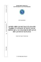 Quyền tiếp cận đất đai của doanh nghiệp có vốn đầu tư nước ngoài thông qua các giao dịch liên quan đến quyền sử dụng đất