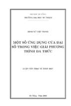 Một số ứng dụng của đại số trong việc giải phương trình đa thức..